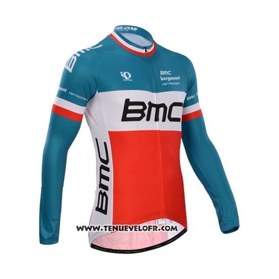2014 Maillot Ciclismo BMC Champion Italie Bleu et Orange Manches Longues et Cuissard